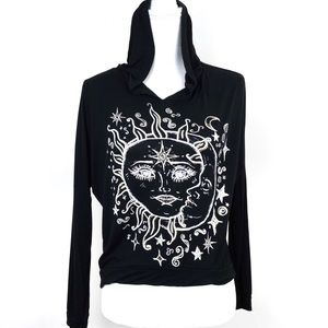 Sun and Moon Crop Top Hoodie Small